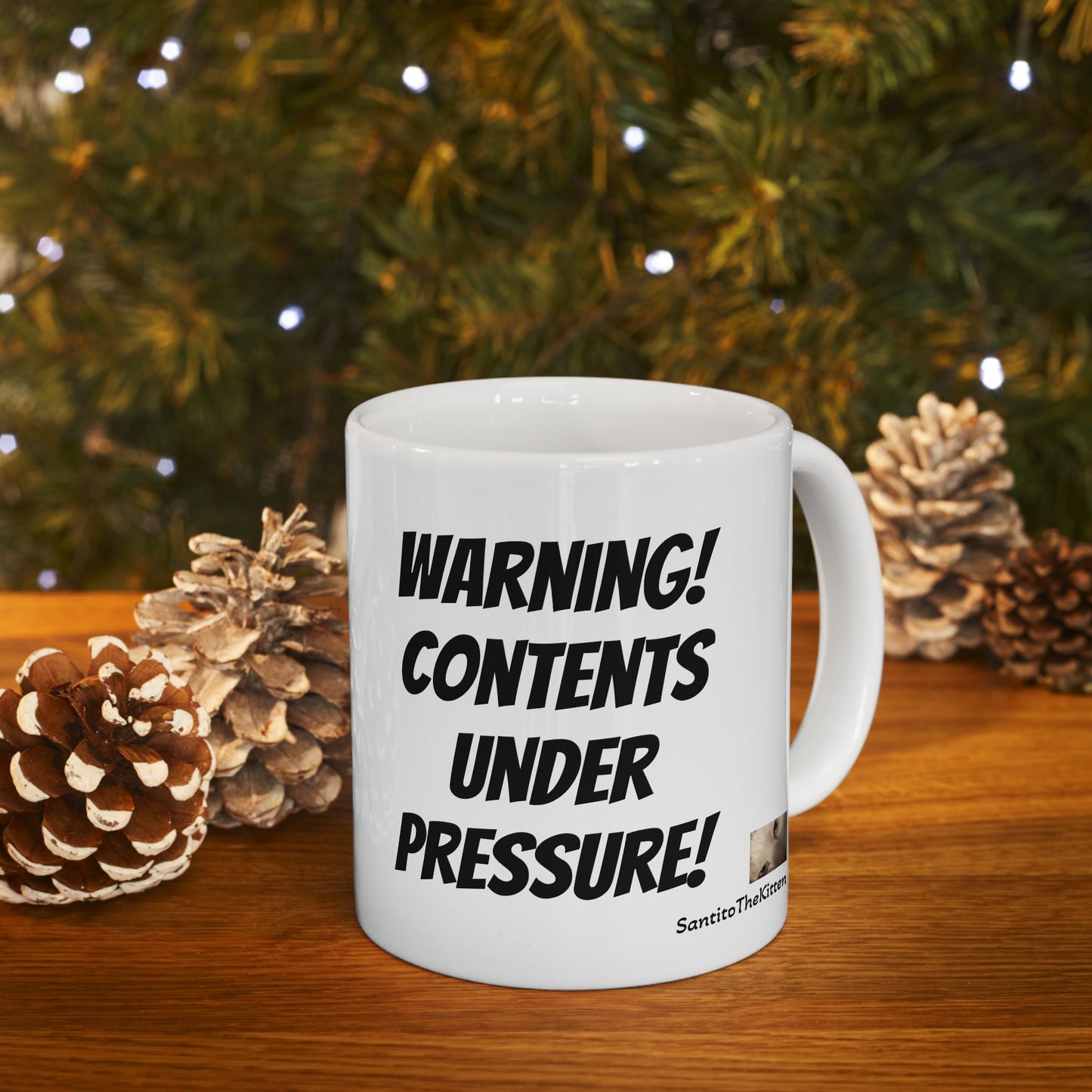 Enzo "Contents Under Pressure" Cat Lover's Funny Ceramic Mug - Perfect Gift for Birthday, Cat Lovers, Animal Humor, Coffee Tea Cup