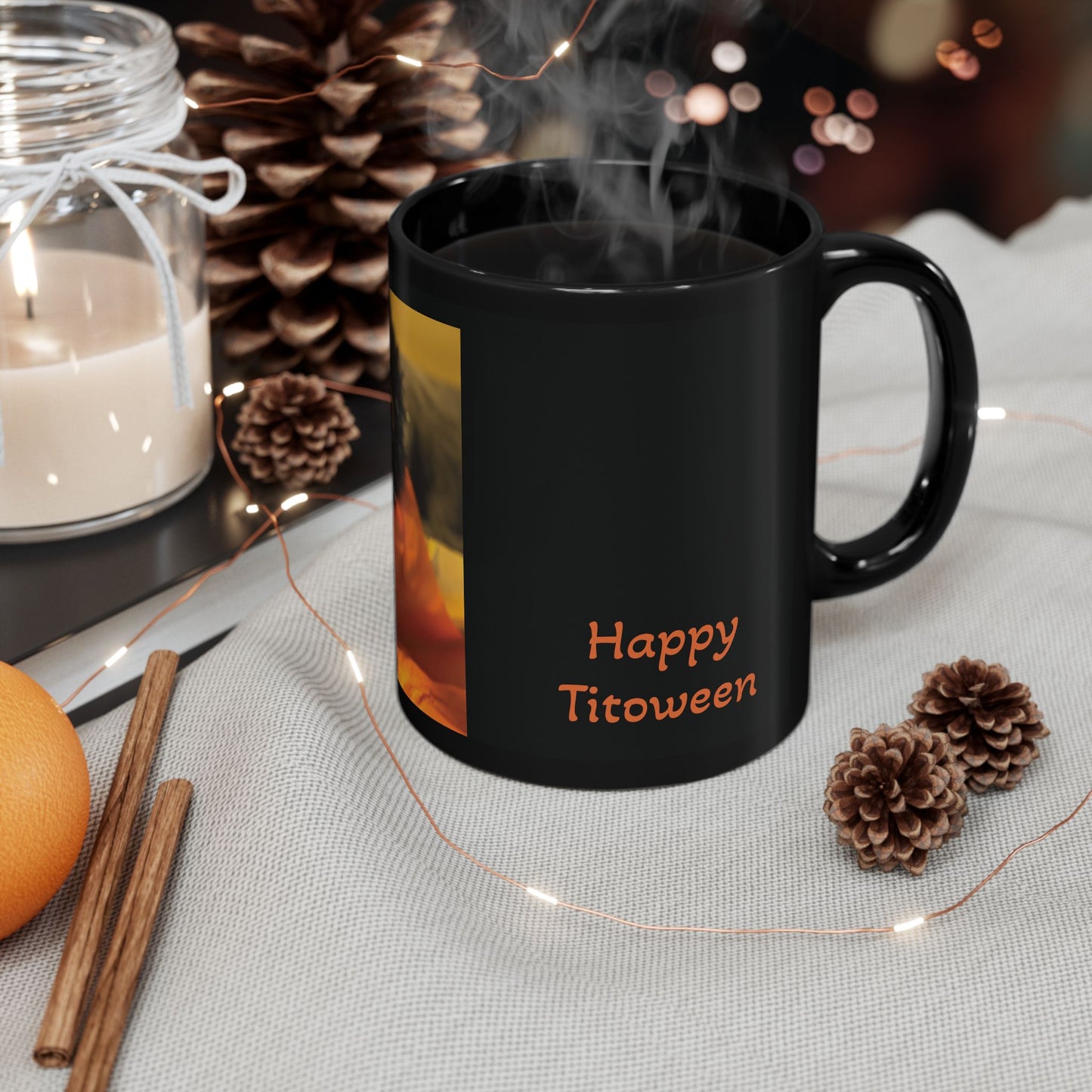 Happy Titoween Black Mug - Perfect Halloween Gift, Cat Lover Coffee Cup, Cozy Autumn Vibes, Spooky Season Decor, Personalized Mug