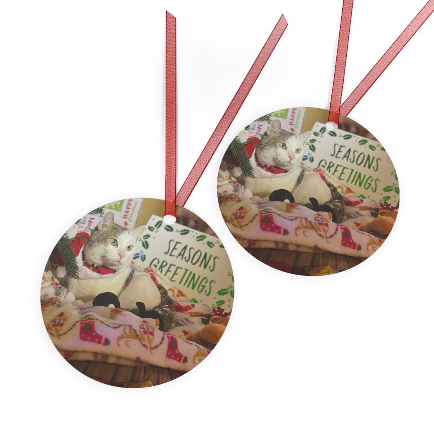 Festive Santito Cat Ornament, Seasonal Decor, Holiday Gift, Christmas Decoration, Pet Lover's Gift