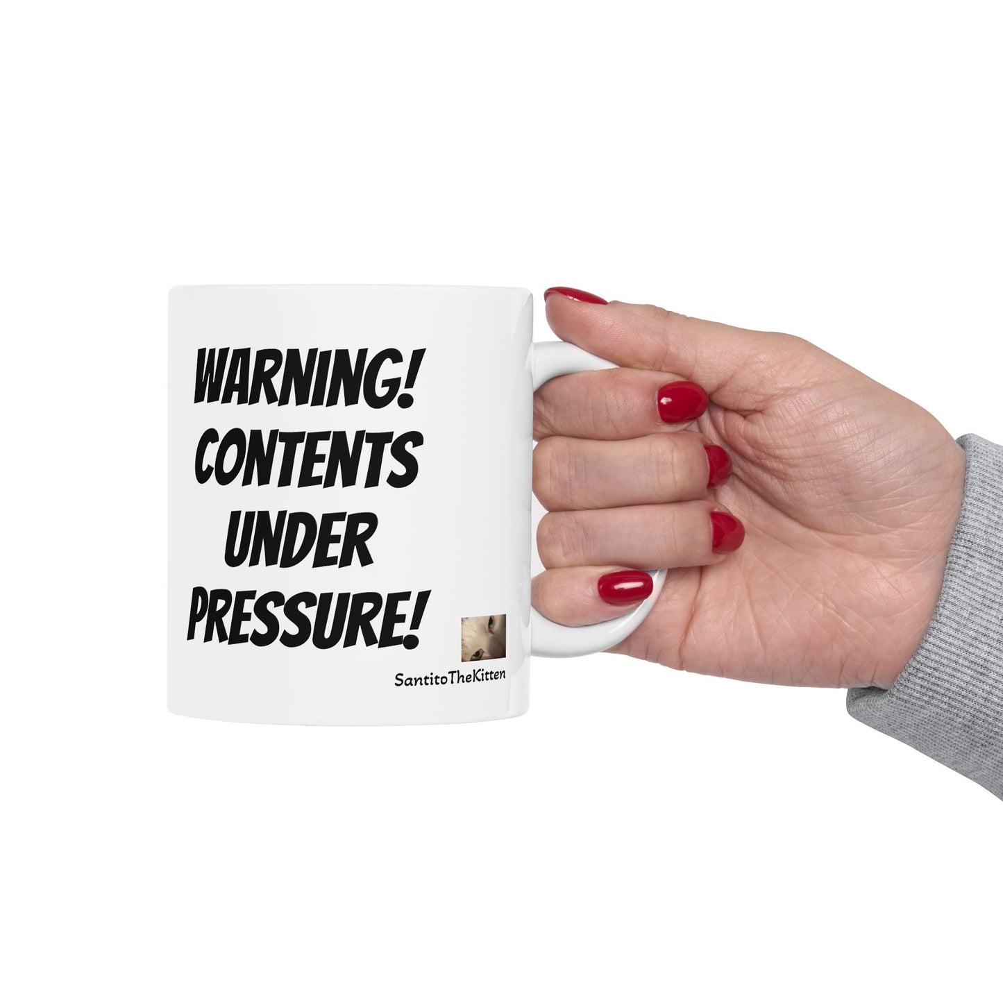 Enzo "Contents Under Pressure" Cat Lover's Funny Ceramic Mug - Perfect Gift for Birthday, Cat Lovers, Animal Humor, Coffee Tea Cup
