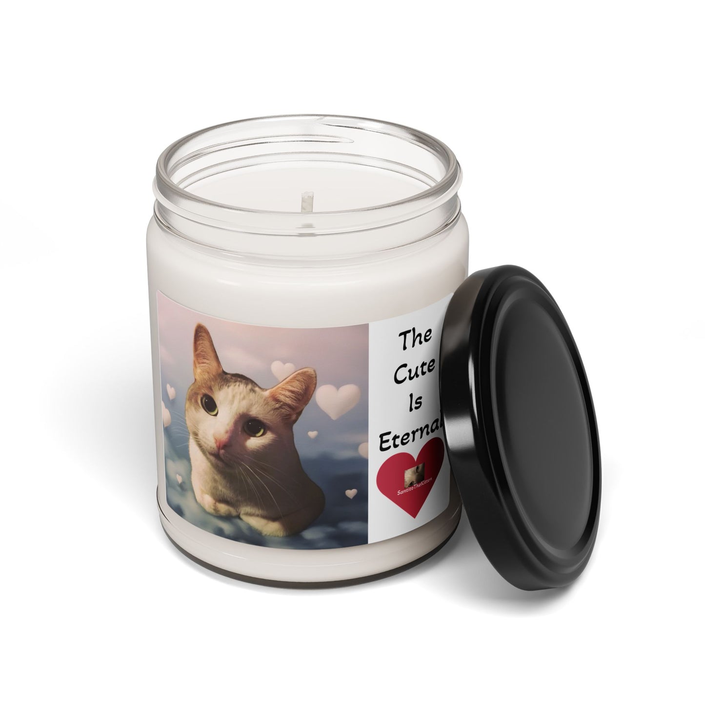 "The Cute Is Eternal" Scented Candle | Heartwarming Home Decor, Pet Lover Gift, Cozy Night Light, Unique Gift for Cat Lovers