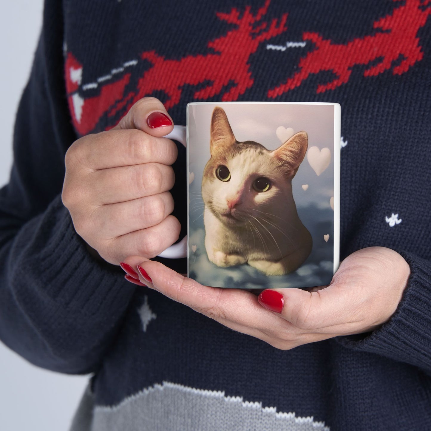 "The Cute" is Eternal Santito Cat Mug, Cute Animal Ceramic Mug - Perfect for Cat Lovers, Gift for Pet Owners, Coffee & Tea, Home Decor