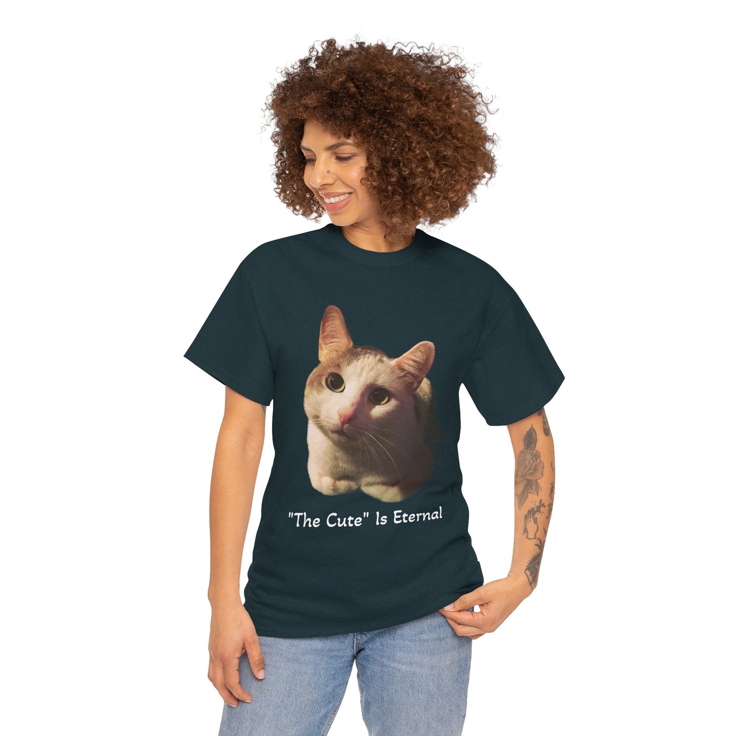 "The Cute" is Eternal Tito-T | Cute Cat Unisex Heavy Cotton Tee | Perfect Gift for Cat Lovers, Casual Wear, Animal Lover Shirt