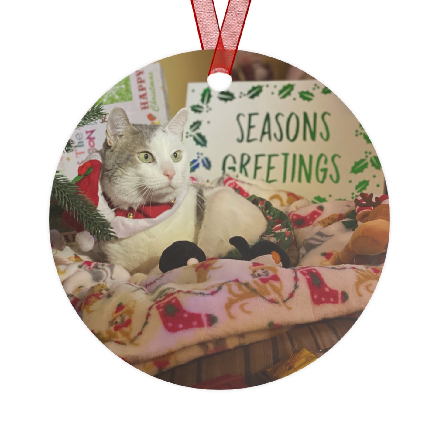 Festive Santito Cat Ornament, Seasonal Decor, Holiday Gift, Christmas Decoration, Pet Lover's Gift