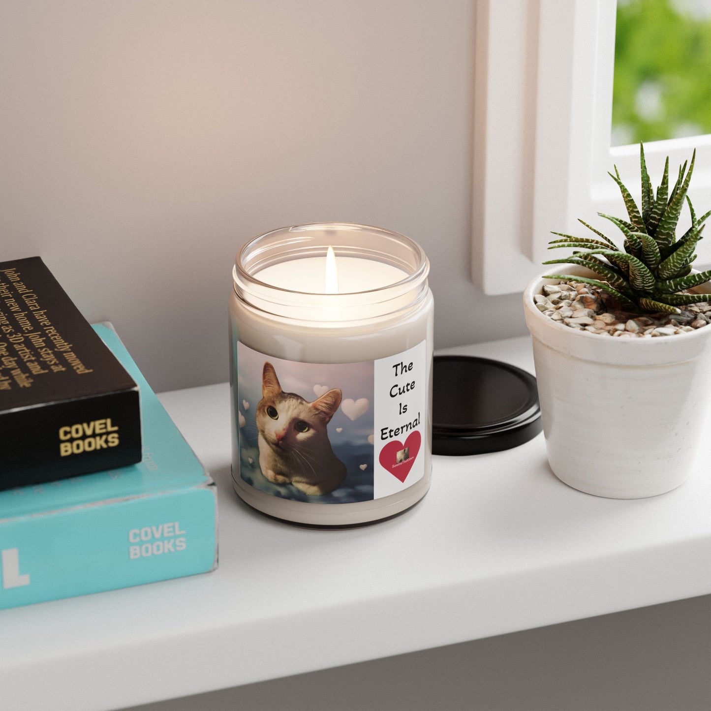 "The Cute Is Eternal" Scented Candle | Heartwarming Home Decor, Pet Lover Gift, Cozy Night Light, Unique Gift for Cat Lovers