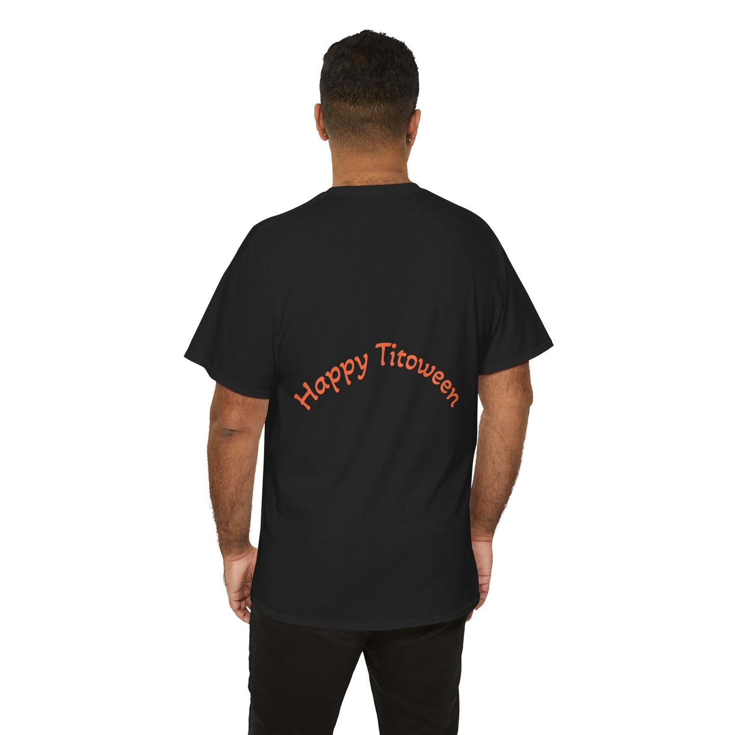 Trick or Treat Happy Titoween Santito Cat Tee - Unisex Heavy Cotton T-Shirt for Halloween, Trick or Treat, Happy Titoween, Cozy Halloween Fashion, Funny Cat Tee