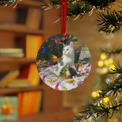 Santito Christmas Ornament Metal Cat Ornaments for Holiday Cheer, Festive Tree Decorations, Pet Lover Gifts