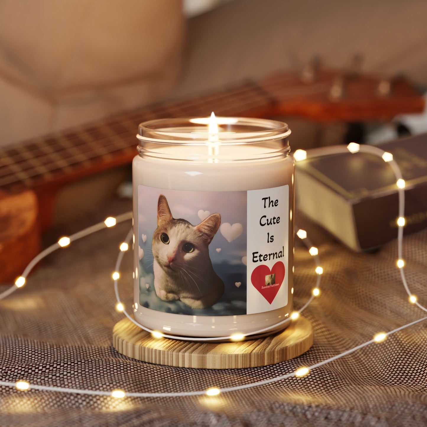 "The Cute Is Eternal" Scented Candle | Heartwarming Home Decor, Pet Lover Gift, Cozy Night Light, Unique Gift for Cat Lovers