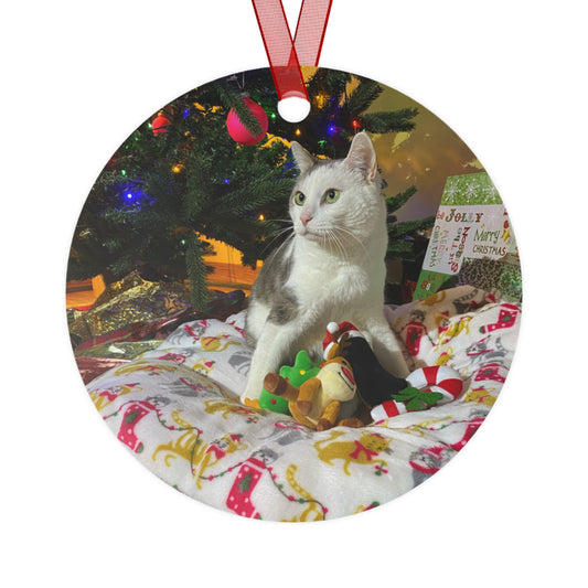 Santito Christmas Ornament Metal Cat Ornaments for Holiday Cheer, Festive Tree Decorations, Pet Lover Gifts