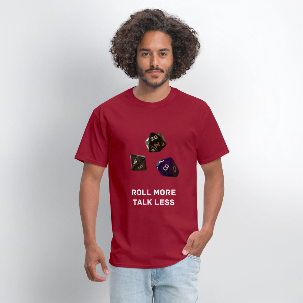 "Roll More, Talk Less" Dungeons and Dragons DND Shirt - dark red