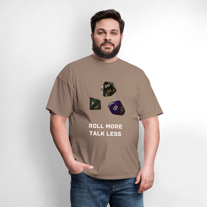 "Roll More, Talk Less" Dungeons and Dragons DND Shirt - safari