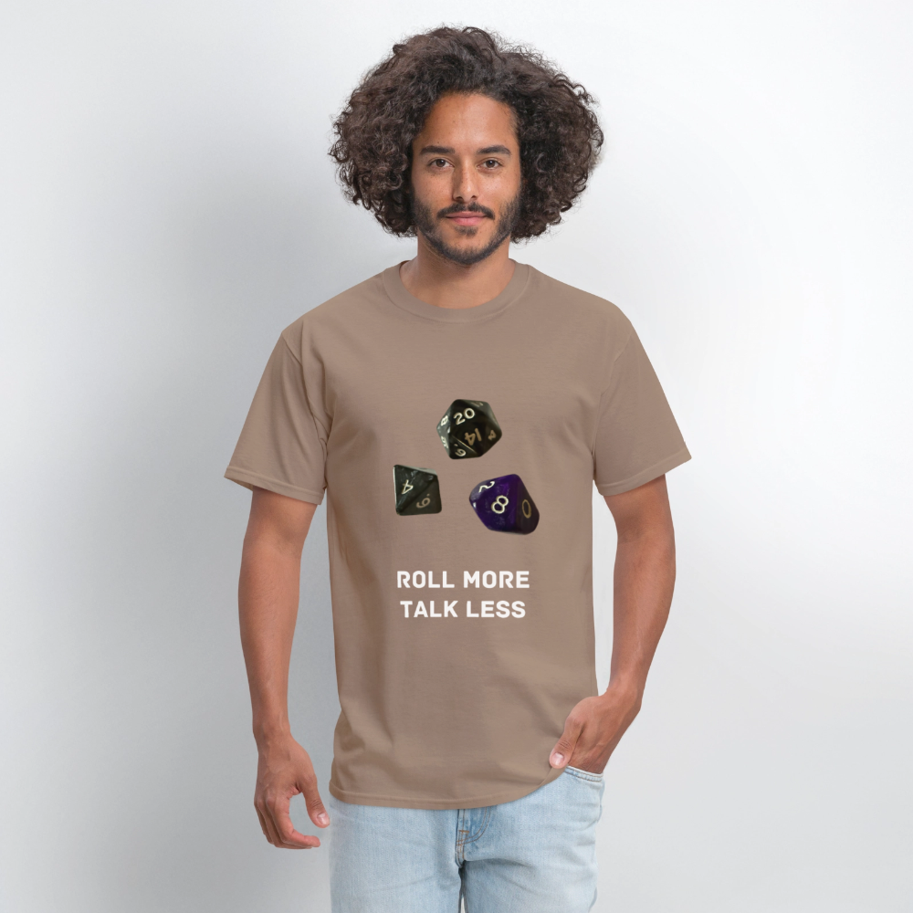 "Roll More, Talk Less" Dungeons and Dragons DND Shirt - safari