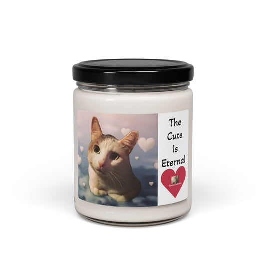 "The Cute Is Eternal" Scented Candle | Heartwarming Home Decor, Pet Lover Gift, Cozy Night Light, Unique Gift for Cat Lovers