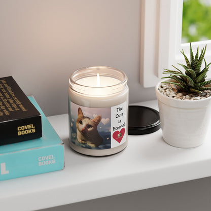 "The Cute Is Eternal" Scented Candle | Heartwarming Home Decor, Pet Lover Gift, Cozy Night Light, Unique Gift for Cat Lovers
