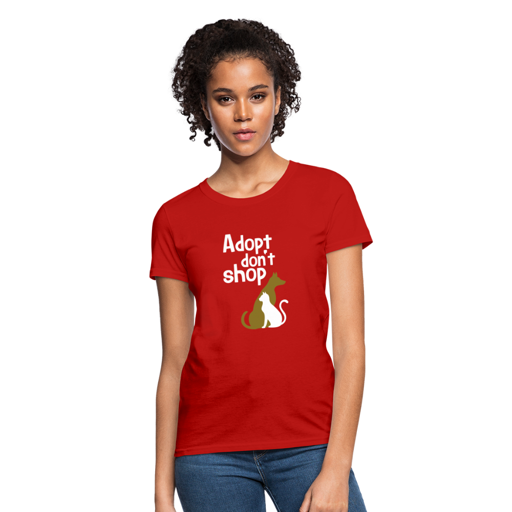 "Adopt Don't Shop" Ladies Tito T - red