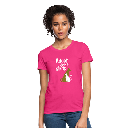 "Adopt Don't Shop" Ladies Tito T - fuchsia