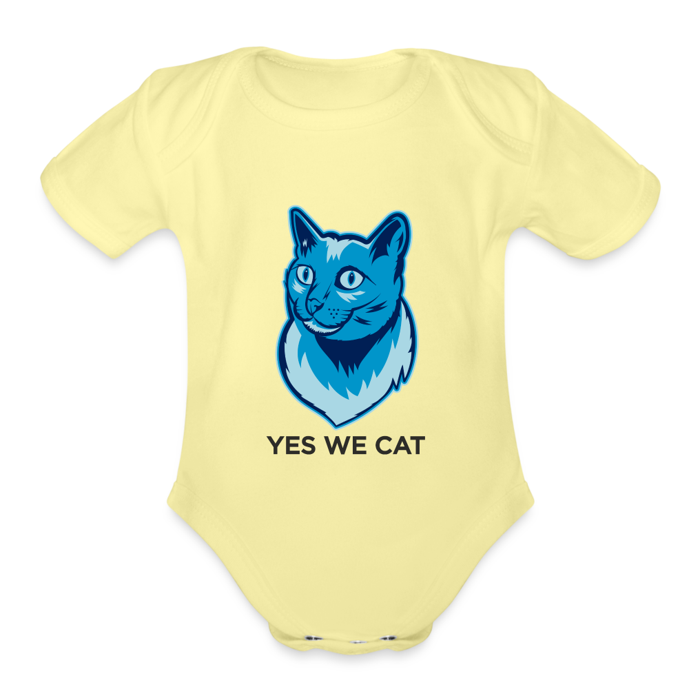 Baby "Yes We Cat" Onesie - washed yellow