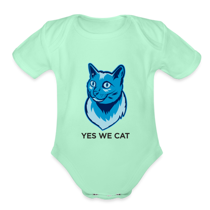 Baby "Yes We Cat" Onesie - light mint