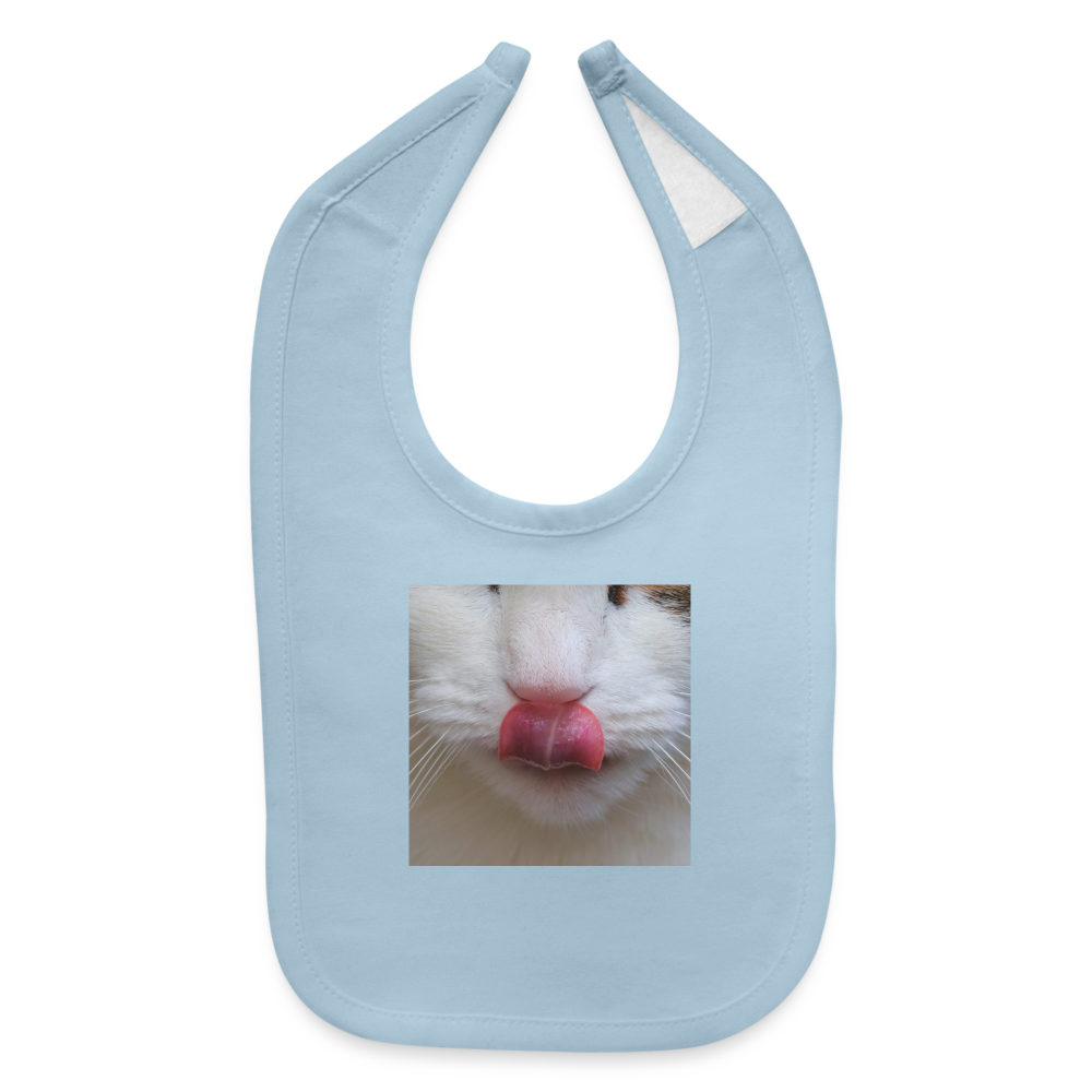 Hungry Kitty Baby Bib - light blue