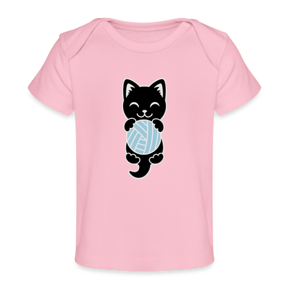 Kitten with Yarn Baby T - light pink