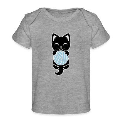 Kitten with Yarn Baby T - heather grey